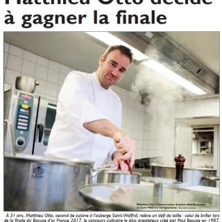 Matthieu Otto, second de cuisine, participera à la finale du Bocuse d'Or le 27 septembre 2017